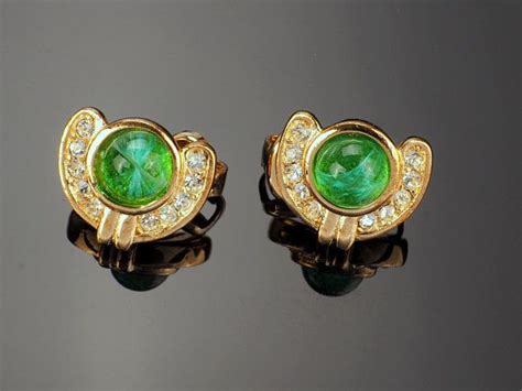 vintage dior green clip on|Vintage Dior Clip On Earrings .